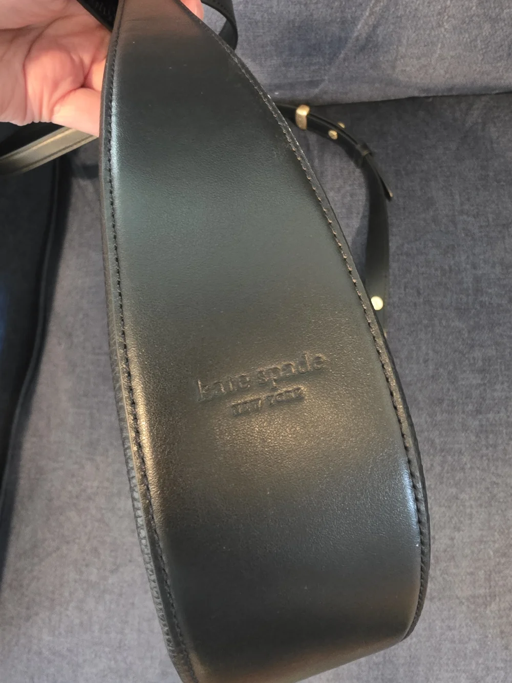 Kate Spade Duo Black Leather Crescent Crossbody Bag with Gold Hardware